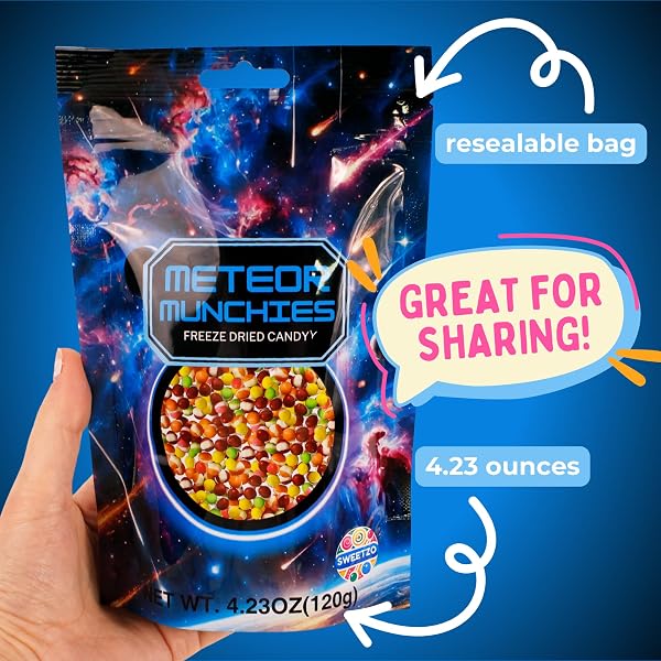 FREEZE DRIED ORIGINAL RAINBOW CRUNCH CANDY, ASSORTED FRUITY FLAVORS, SHARE SIZED, RESEALABLE BAG, 4.23 OUNCES