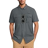 MAGCOMSEN Men's UPF 50+ Fishing Shirts UV Sun Protection Cooling Quick Dry Short Sleeve Shirts for Hiking Safari Camping