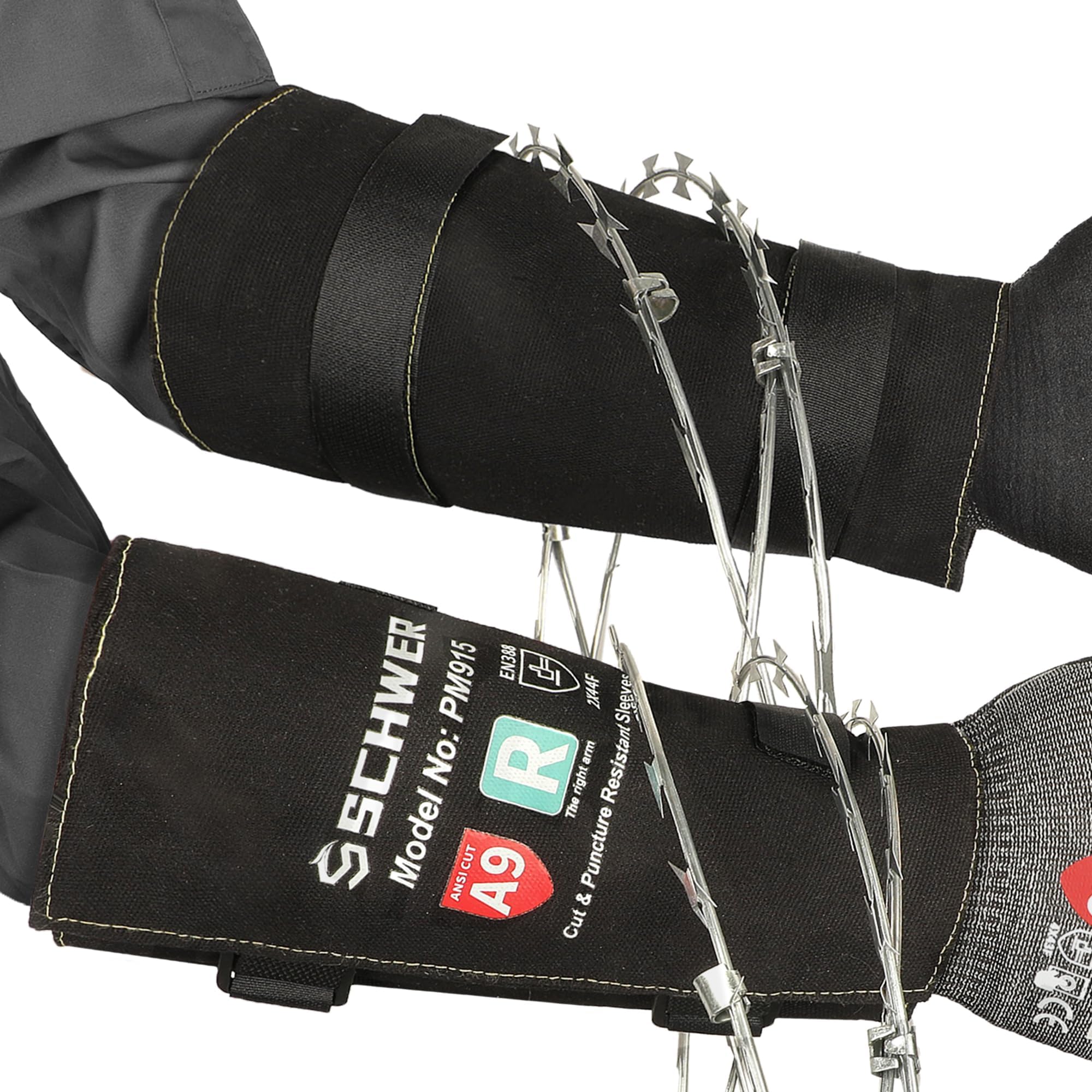 Photo 1 of **PARTIAL SET/ MISSING 1 *** Schwer ANSI A9 Cut & Level 5 Puncture Resistant Arm Sleeves, PM915 High Risk Protection Arm Guards for Biting, Gardening Sleeve Thorn Proof, Tactical Work Sleeves for Law Enforcement Self Defense