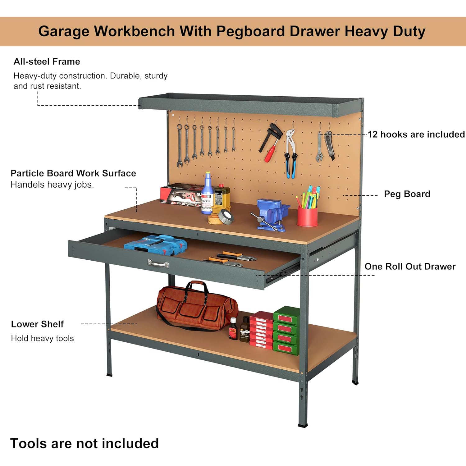 Up To 70 Off Steel Garage Work Bench Tool Box Workbench Storage With Drawers Pegboard And 12 Pegs Shelf Boltless Diy Workshop Station Heavy Duty 440kg Capacity Gray Business Industry Science Up To 70 Off Steel Garage Work Bench Tool Box Workbench Storage With Drawers Pegboard And 12 Pegs Shelf Boltless Diy Workshop Station Heavy Duty 440kg Capacity Gray Business Industry Science