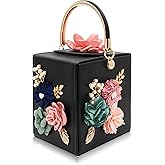 Milisente Evening Clutch Bag for Women Floral Square Box Evening Bags Crossbody Shoulder handBags Flower Wedding Clutch Purse