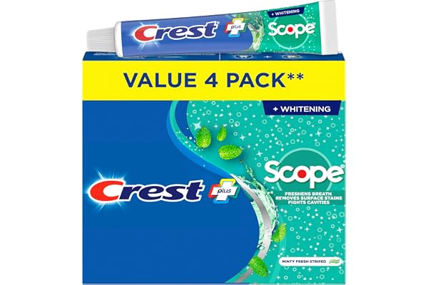 Crest Complete Toothpaste Whitening Plus Scope Minty Fresh, 480 mL Total (4 Count of 120 mL Each)