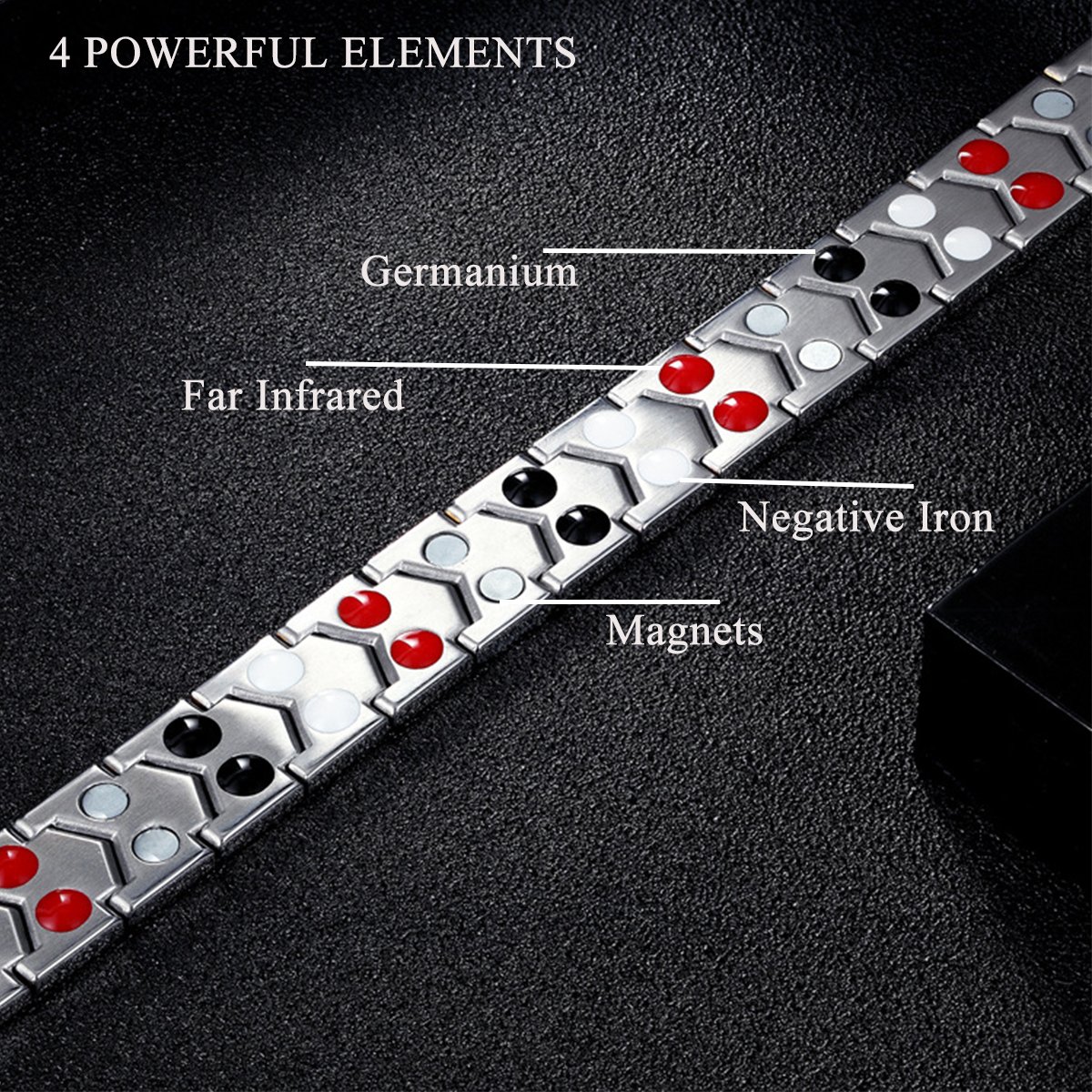 Jeracol Magnetic Bracelet Men Double Strength Health Therapy Wristband Pain Relief for Arthritis with Remove Tool, Sliver Gold