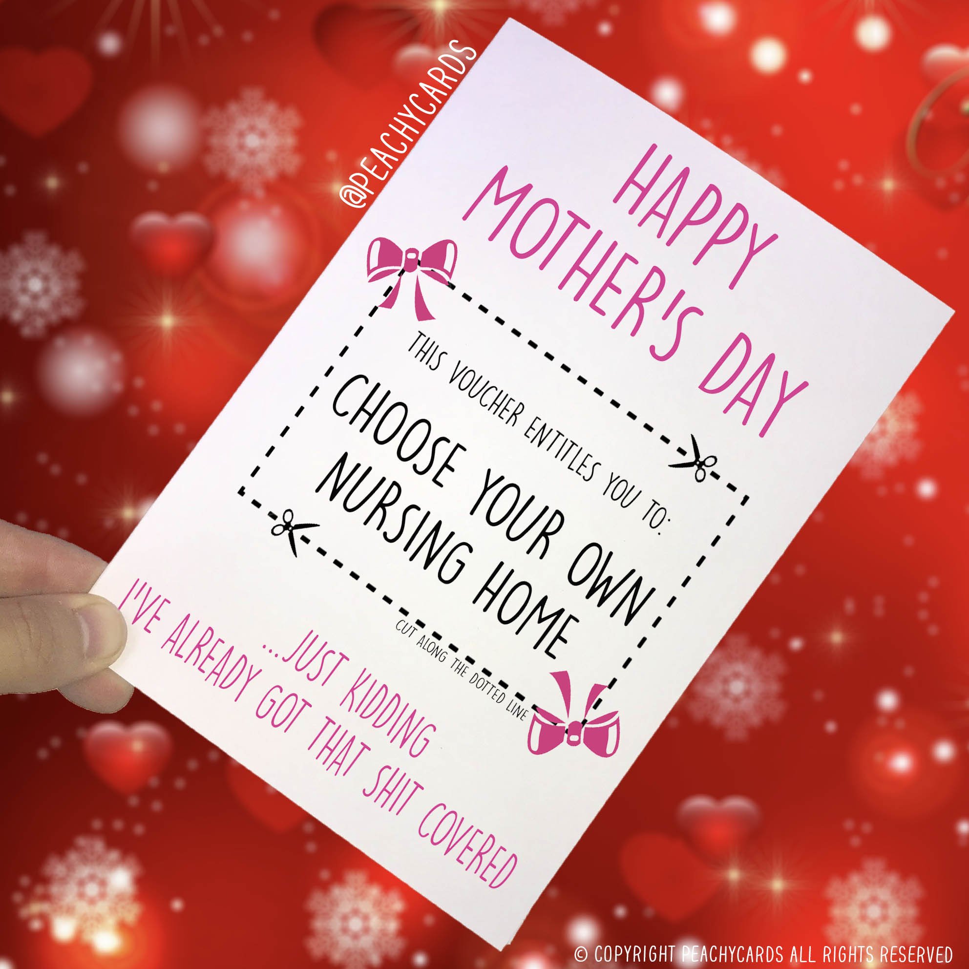 Funny Mother's Day Card Funny Card for Mum Card for Mom Mothers Day Card Funny Card, Card for Her Funny Joke Voucher Nursing Home Mum PC258