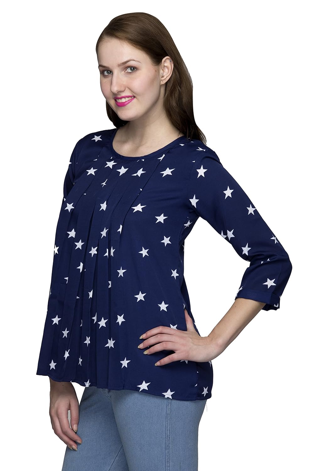 indietoga women's blue star print top (plus size m to 7xl)