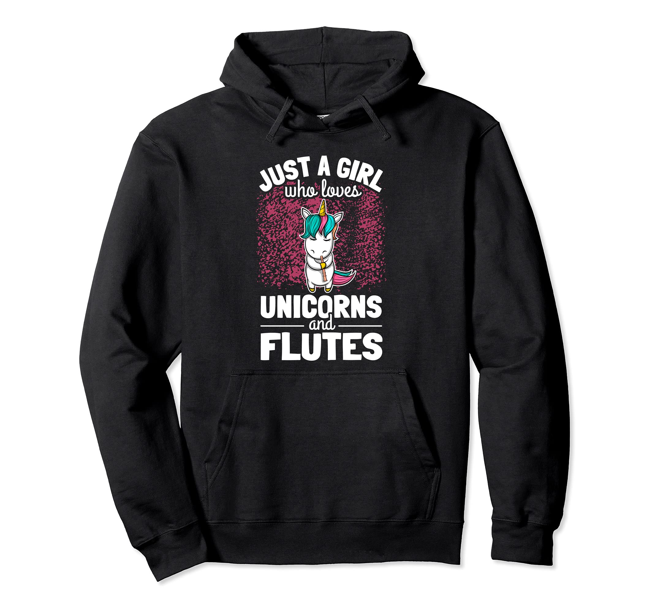 Girl Flute Player Flutist I Cute Unicorn Playing Flute Pullover Hoodie