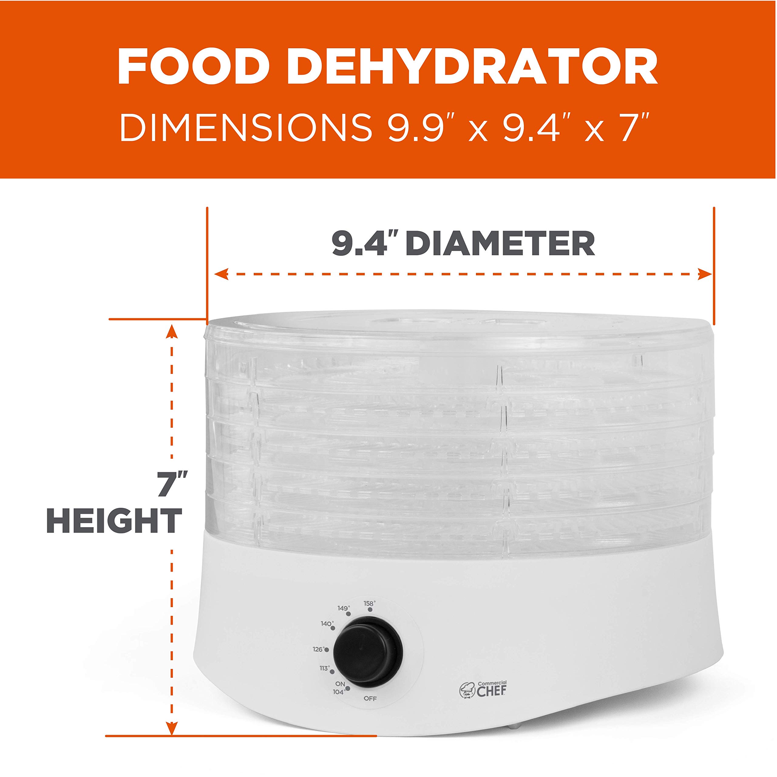 Commercial Chef CCD100W6 Compact Dehydrator