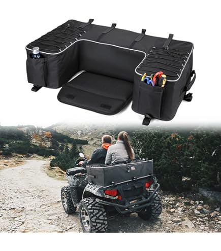 MYDAYS ATV Rear Storage Bag & Seat – Universal Gear Bag, Water-Resistant, Fits Polaris, Can-Am, Kawasaki, CFMOTO