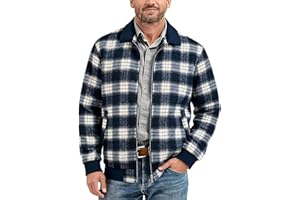 HOTake Men's Relaxed Fit Zip Up Flannel Jacket with Corduroy Collar