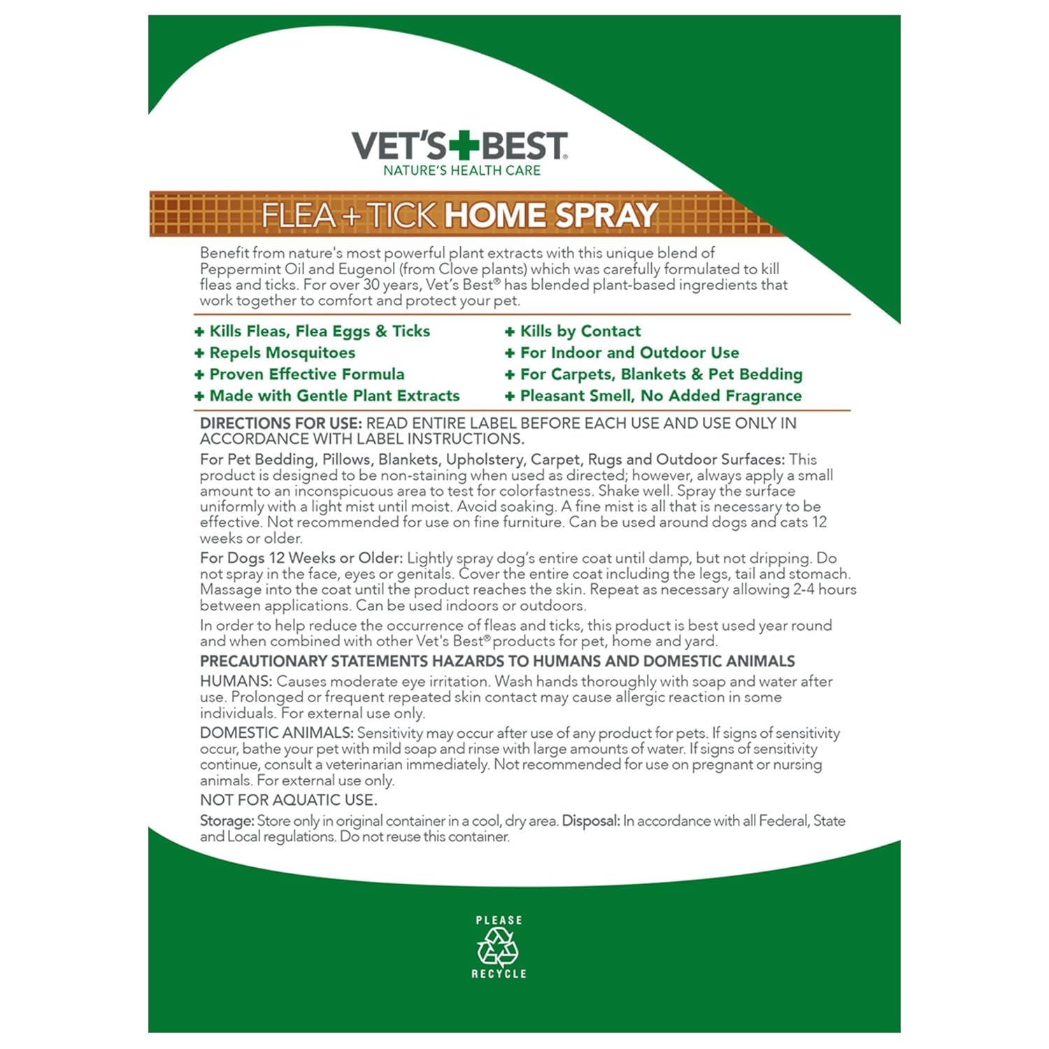 Reviews Vet's Best Natural Flea + Tick Home Spray, 32 oz Pack of 2