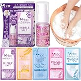 nbc BeautiLab Pedicure Kit Foot Soak Set: Bubble Salt, Sugar Scrub, Massage Mask, Massage Lotion in a Box, 4 Step Foot Spa Kit for Dry Feet,Tired Feet(Lavender)