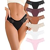 ALL OF SHE Seamless Underwear women Pack Thongs for Women No show Sexy Breathable Panties Ladies Lace Thong 6 Packs XS-XL