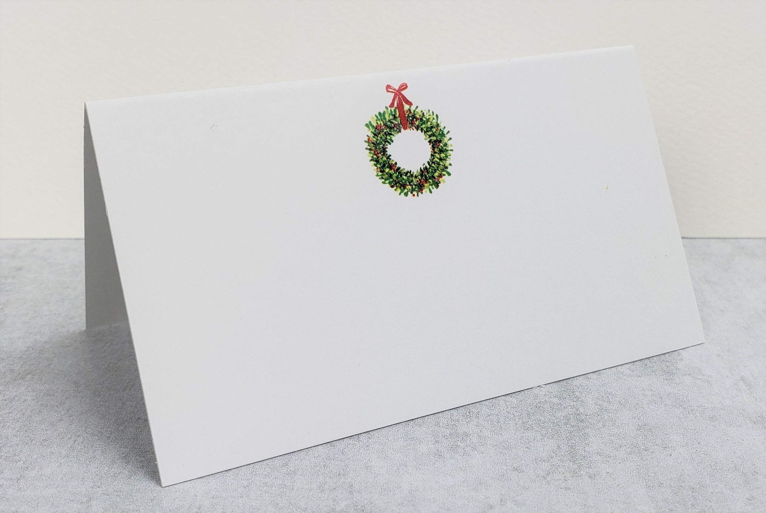 Nancy Nikko Place Cards (Budget Version) with Christmas Wreath for Weddings, Showers, Dinners, Parties and Special Events Table Tent Style, Scored for Easy Folding. Pkgs of 12/25 / 50 (12)