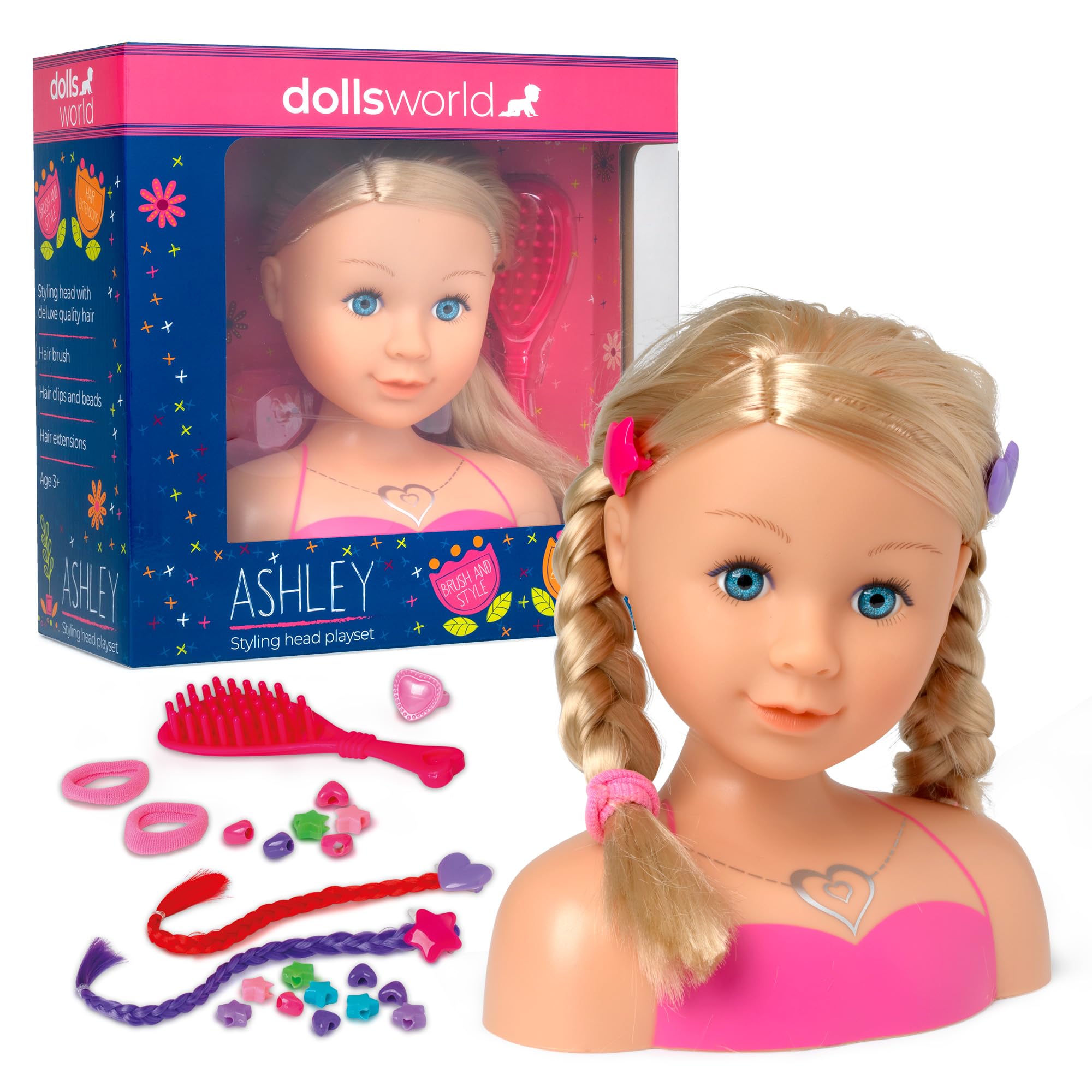 Dolls World from Peterkin | Ashley Styling Head Playset | Dolls & Accessories | Ages 3+