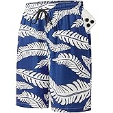 Hardaddy Men's Hawaiian Beach Shorts Lightweight Elastic Waist Lounge Pants for Travel & Sleep