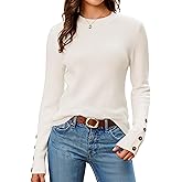 Arach&Cloz Women's Wool Blend Button-Cuff Fall Fashion Casual Sweaters