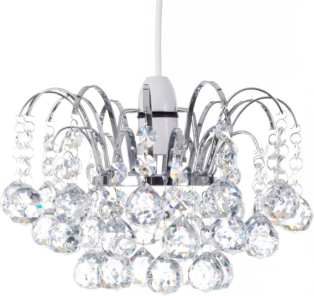 Klass Home Crystal Faceted Oriel Ceiling Light Shade Chrome Finish
