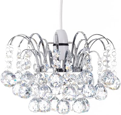 Klass Home Crystal Faceted Oriel Ceiling Light Shade Chrome Finish
