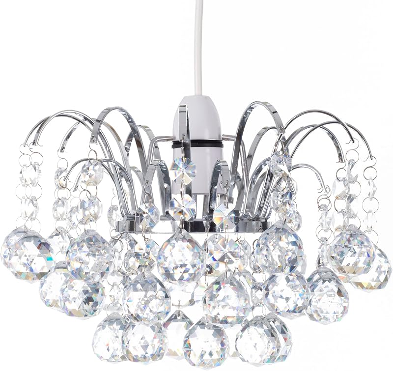 Klass Home Crystal Faceted Oriel Ceiling Light Shade Chrome Finish
