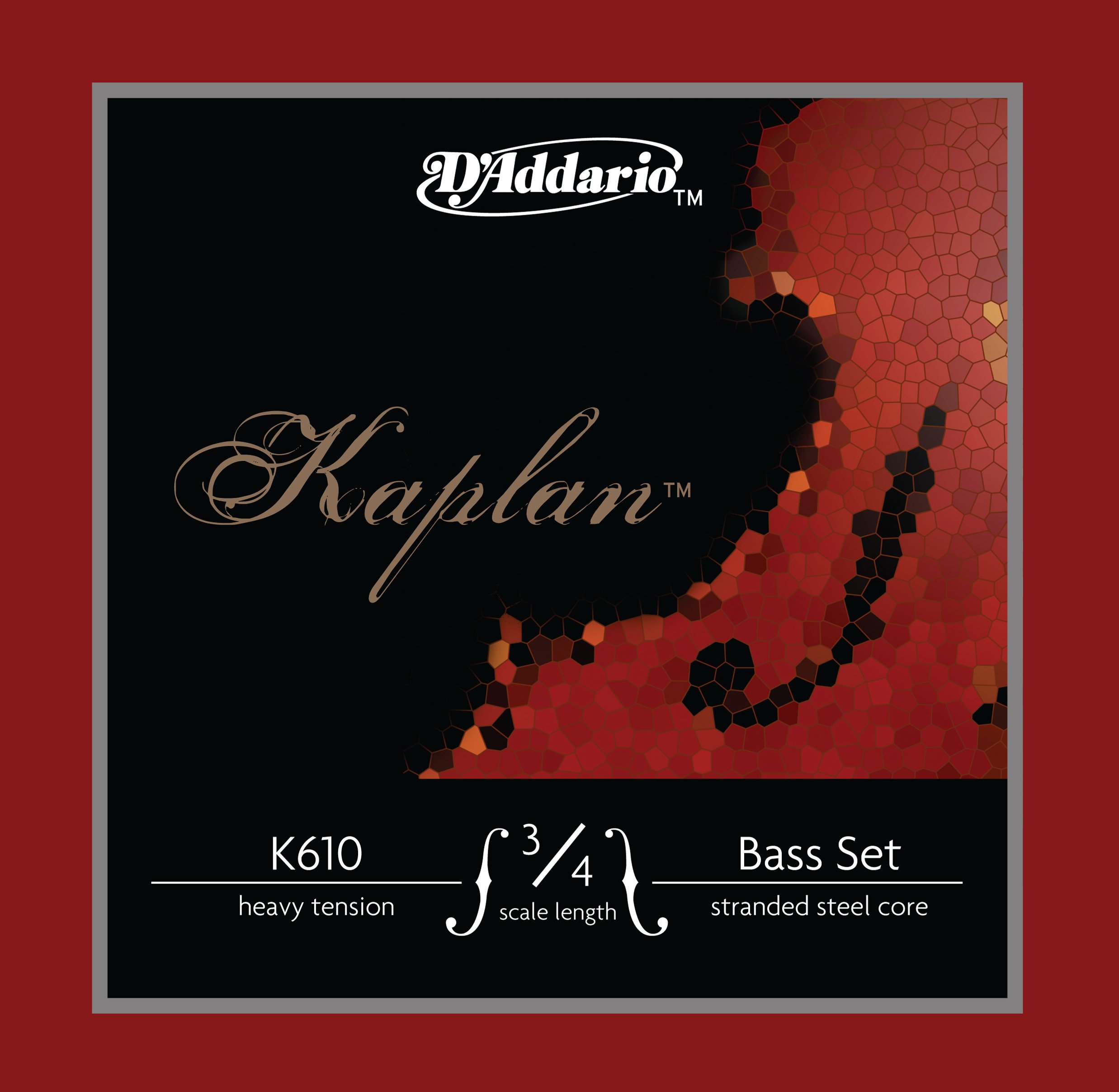 D'Addario Kaplan Bass Strings - Full Set - K610 3/4H - For Upright Bass, Double Bass - 3/4 Scale, Heavy Tension