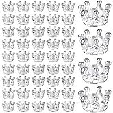 FdcLixuvol 100 Pcs Queen Crown Charm Spacer Bead Shape Dangle 3D Mini Alloy Silver Lovely Queen Crown Pendants DIY Vintage Charms for Crafting Jewelry Making Necklace Earrings