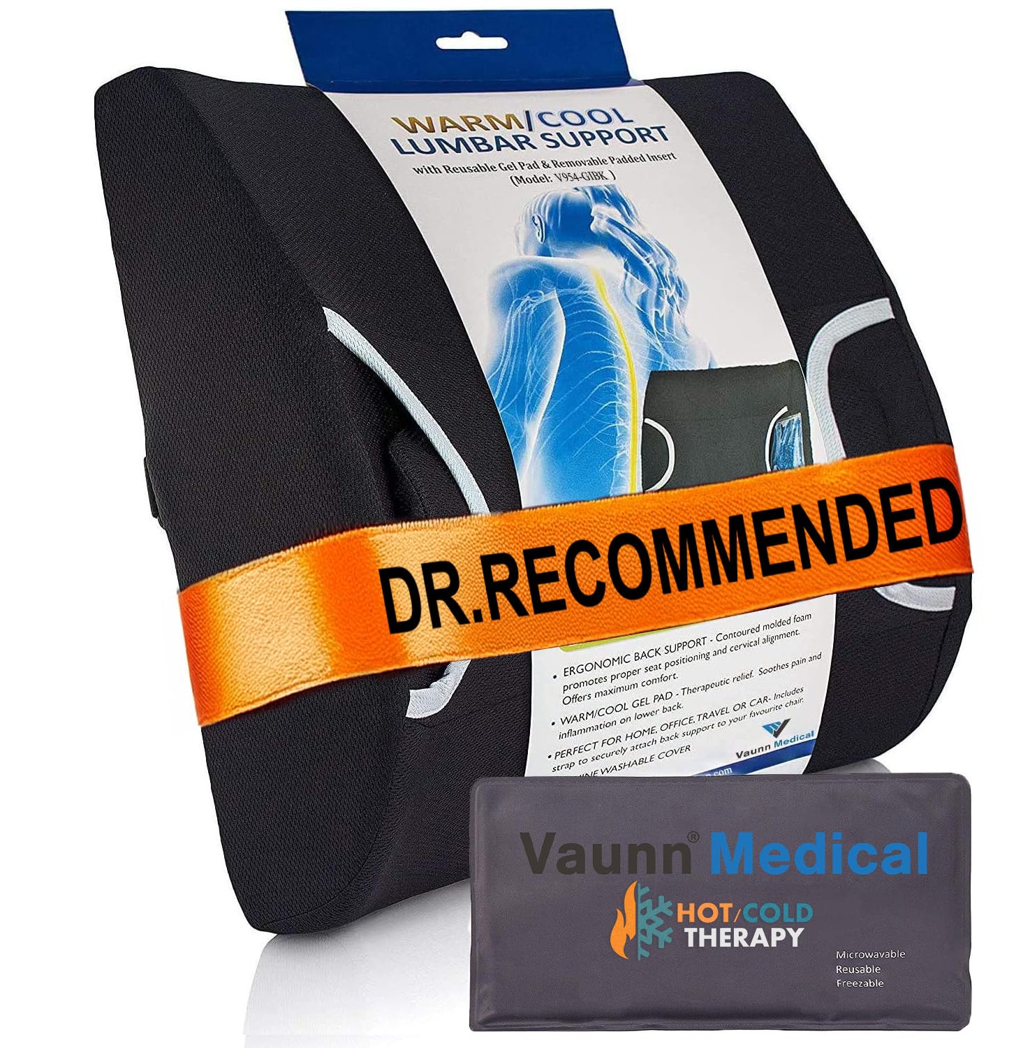 Photo 1 of FSA/HSA Eligible, Vaunn Medical Lumbar Support Pillow with Firm Insert & Heated/Cooling Gel Pad