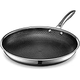 HexClad Hybrid Nonstick 12-Inch Frying Pan, Stay-Cool Handle, Dishwasher-Friendly, Oven-Safe Up to 900°F, Induction Ready, Co