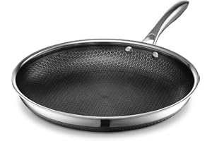 HexClad Hybrid Nonstick Frying Pan, 12-Inch, Stay-Cool Handle, Dishwasher and Oven Safe, Induction Ready, Compatible with All