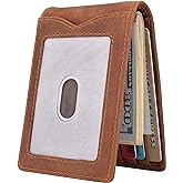 kinzd Slim Wallet with Money Clip RFID Blocking Minimalist Bifold Wallet for Men Genuine Leather Front Pocket Card Holder