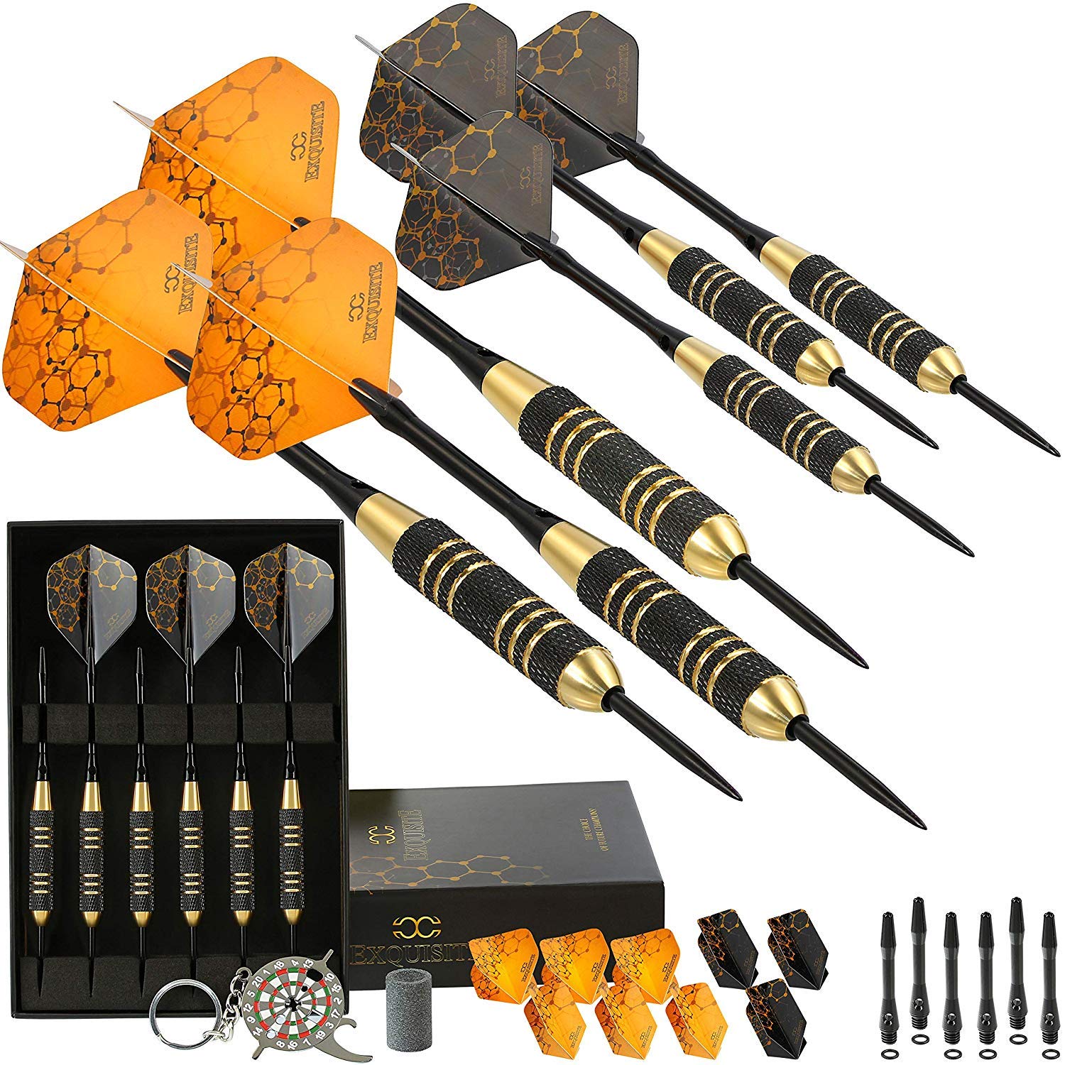 Professional Darts Set Customizable Configuration 6 Steel Tip Darts (18gram/22gram) 6