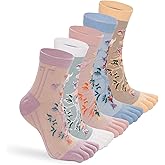 Violet Mist Toe Socks for Women Funny Cute Five Finger Socks Comfy Cotton Colorful Novelty Crew Athletic Running Ankle Sock