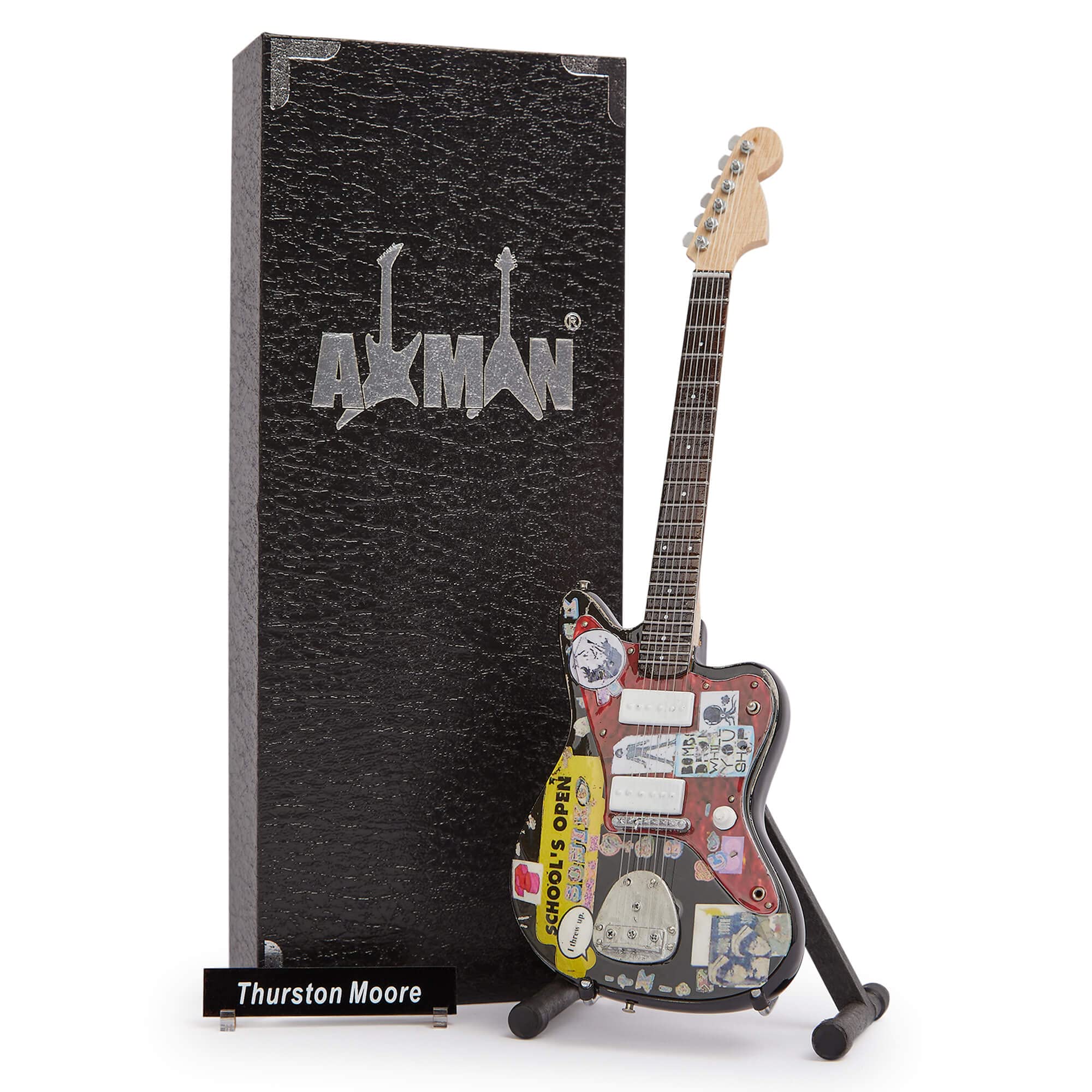 Thurston Moore - Miniature Guitar Replica - Music Gifts - Handmade Ornamental 1/4 Scale - Includes a Display Box, Name Tag and Miniature Guitar Stand