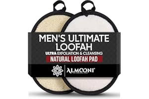 ALMOONI Sturdy Natural Loofah for Men, The Ultimate Men's Loofah Body Scrubber Made with Natural Egyptian Shower luffa Sponge, Bath Shower Sponge lufas for Men - 2 Count (1 Pack) - Black