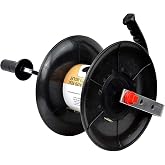 Zareba Self-Insulated Wire Reel for Electric Fencing | Holds 1620 ft Poly Wire or 656 ft Poly Tape, Galvanized Steel Frame with Carry Handle, UV Stabilized