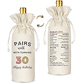 TBITON 30th Birthday Wine Bag,30th Birthday Gift for Women Men,30 Years Old Birthday Party Decoration Gifts, Happy Birthday Decor Wine Bag - Cotton linen drawstring wine bags (Beige-30th)