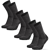 DANISH ENDURANCE Hiking Socks, Winter Socks, Merino Wool Socks, Anti Blister, Cushioned, Crew Socks for Men & Women, 3-Pack