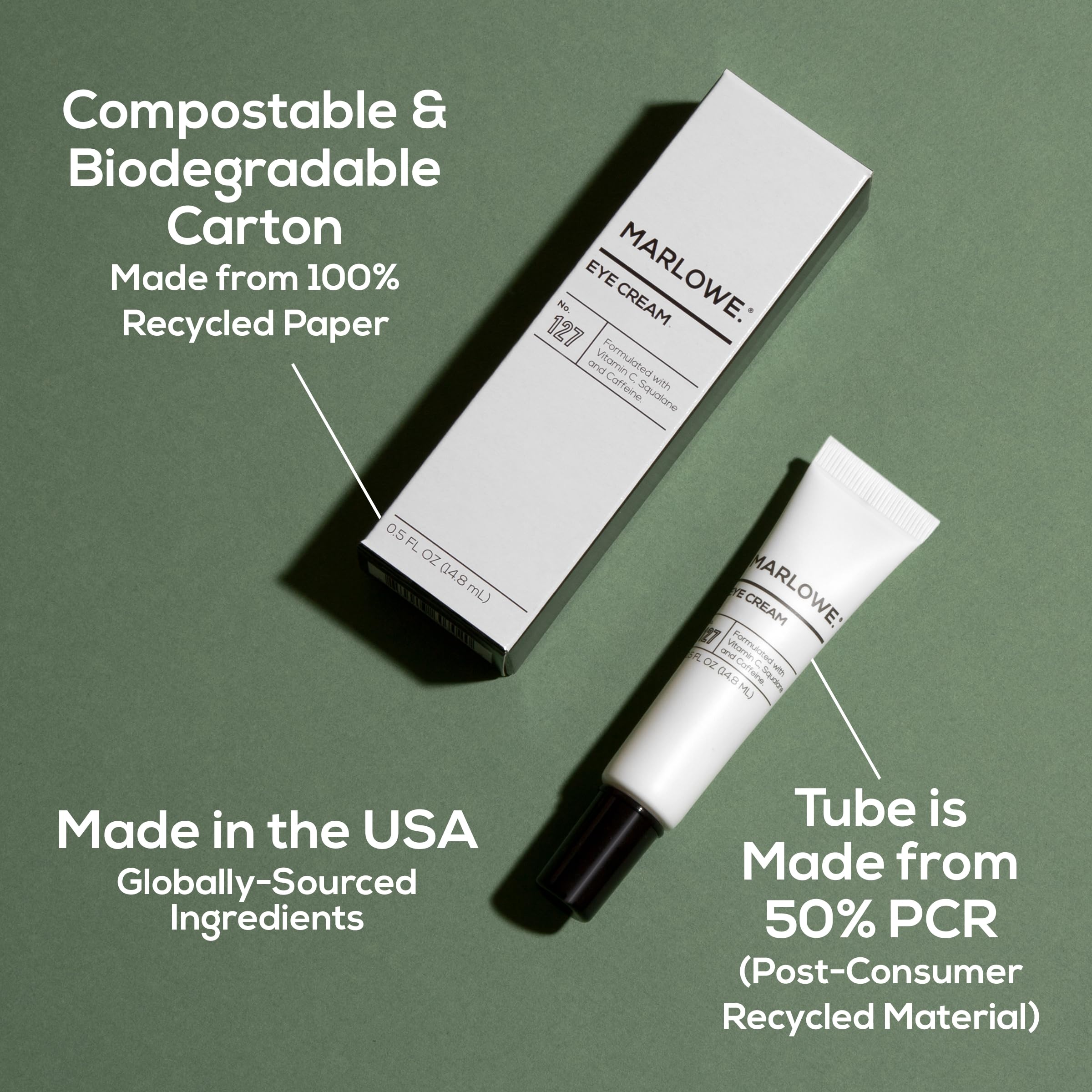 MARLOWE. No.127 Men’s Eye Cream, Vitamin C, Caffeine & Moisturizing Squalane for Puffiness, Wrinkles & Dark Circles, Holiday Grooming Gift or Stocking Stuffer, 0.5 fl oz