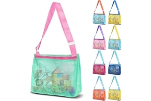 VOROLO Mesh Beach Bag for Holding Toys,Sand Towels Tote for Kids Seashell Collecting,Swimming Accessories for Boys and Girls