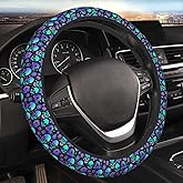Purple Skull And Flower Auto Car Steering Wheel Cover Universal 15 Inch Neoprene Interior Decor Protection Accessories