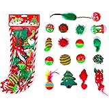 Chiwava 17 Pack Christmas Cat Toy Stocking Gifts Set Assorted Toys Variety Pack Kitten Interactive Play
