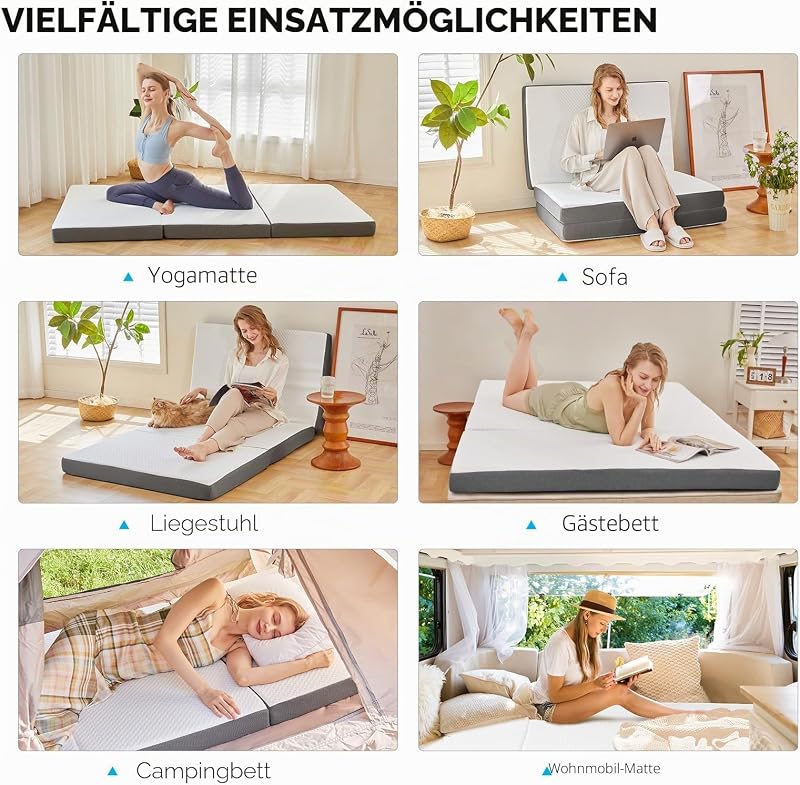 Klappmatratze 120x200x15cm 3-teilige Faltmatratze Camping Matratze — Foto 7 von 7