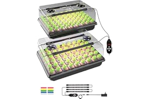 GLOWRIUM Seed Starter Tray with Full Spectrum Grow Light,54-Cell *2 Pack Seed Starter Kit with Humidity Dome,6-Setting Auto Timer,Adjustable Brightness for Indoor Plant (2-Pack)