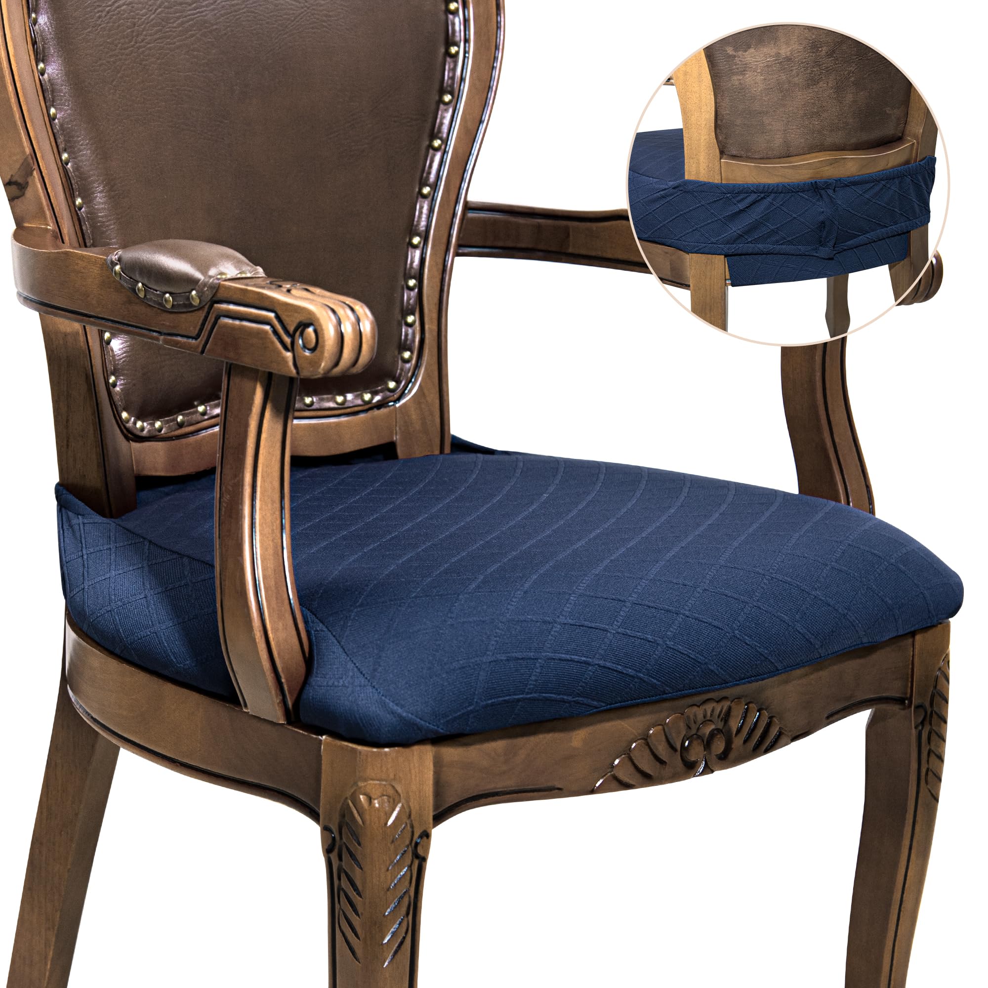 Photo 1 of Dining Room Chair Covers Set of 4, Zipper with Rear-Covered Chair Covers for Dining Room Stretch Jacquard Dining Chair Slipcover Removable Washable for Dining Chairs with Arms,4 Pack