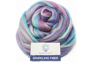 LIVING DREAMS YARN SPARKLE, GLITZ and GLAM: Colorful Merino with Shimmering Stellina Highlights. Super Soft Fiber for Spinning, Felting and Blending. Sparkling Unicorn