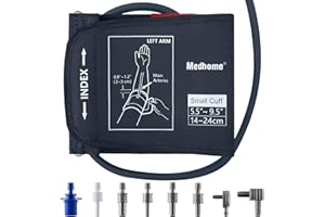 Medhome Small Blood Pressure Cuff Upper Arm 5.5"-9.5"(14-24cm) S Replacement BP Cuff for Small Arms Adult Cuff with 8 Connectors Compatible with Omron and Other Brands BP Monitors