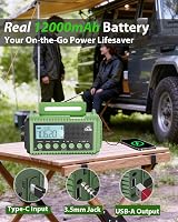 Roxicosly Wind Up Radio AM FM SW Emergency Solar Hand Crank 44400mWh 12000mAh view 3