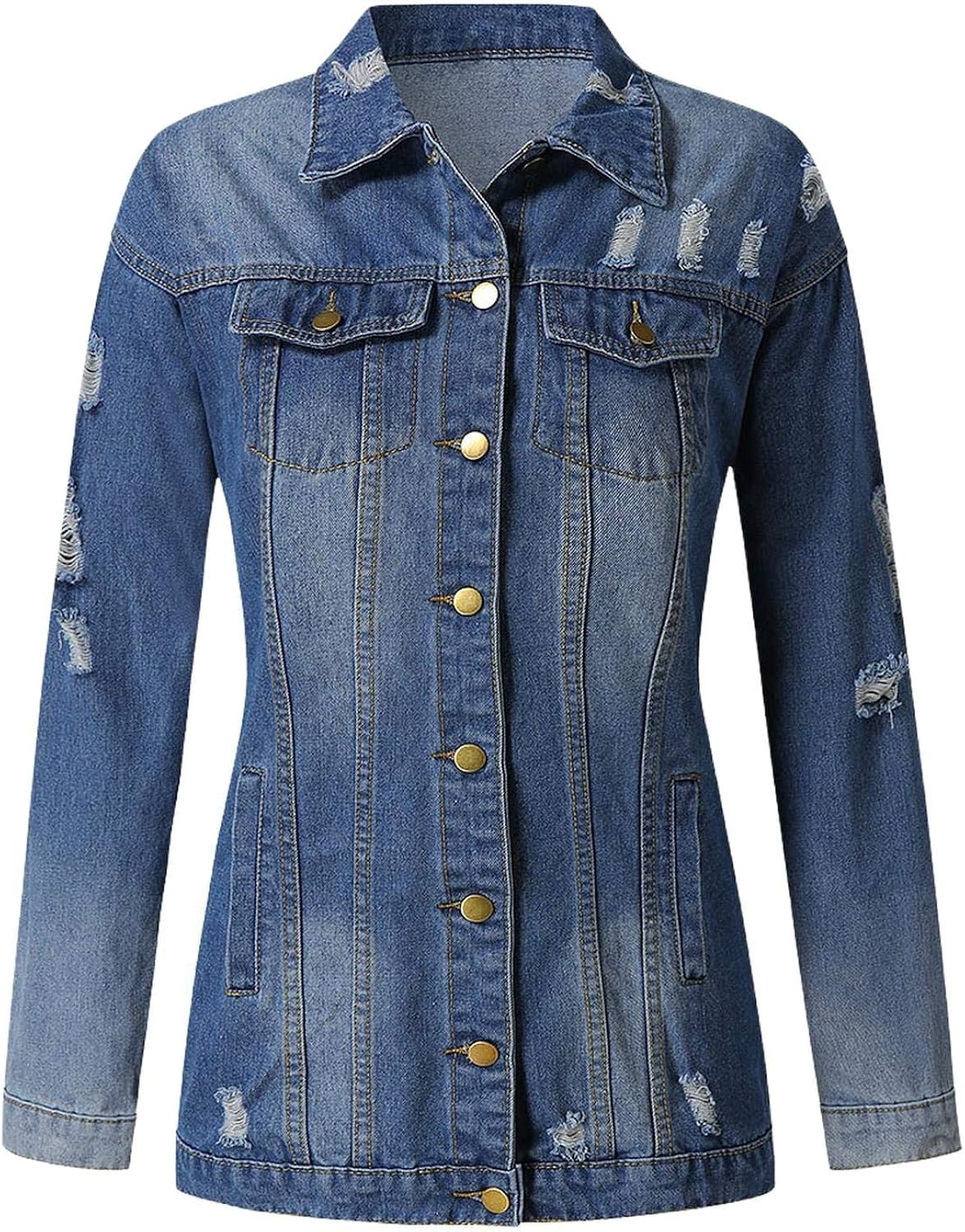 Ladies Denim Trench Coat 2020 Casual Autumn Blue MidLength Long