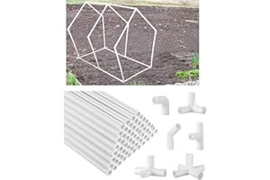 Sawysine 102 Pcs DIY PVC Projects Set Included 60 Pcs 24 Inch PVC Pipe and 42 Pcs PVC Pipe Connection Pipe Fittings for Home, Greenhouse, Garden, Farm, Workshop (White,1/2 Inch)