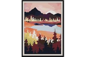 Svarog Stamped Cross Stitch Kits Beginners Full Range of Embroidery Patterns Starter Kits for Adult or Kids DIY Cross Stitches Needlepoint Kits 14CT-Landscape Forest Nature 11.8x15.75 inch