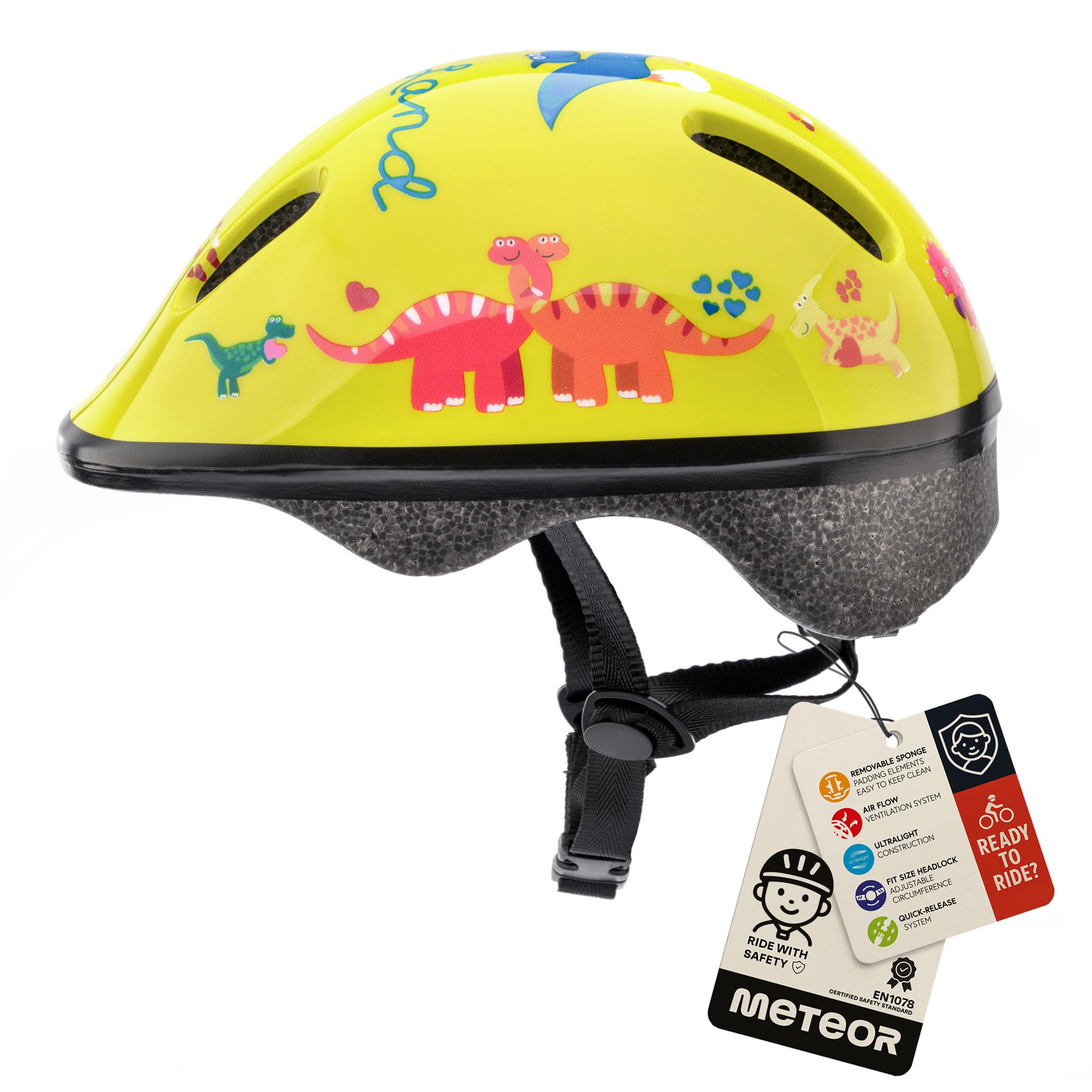 Bike Helmet For Baby, Kids, Boys, Girls - Cycling Safety Small Sizes Child MTB Bike Bicycle Skateboard Scooter Lightweight Adjustable Breathable - MV6-2 - Size: S XS 44-48 cm - Motif : Dino